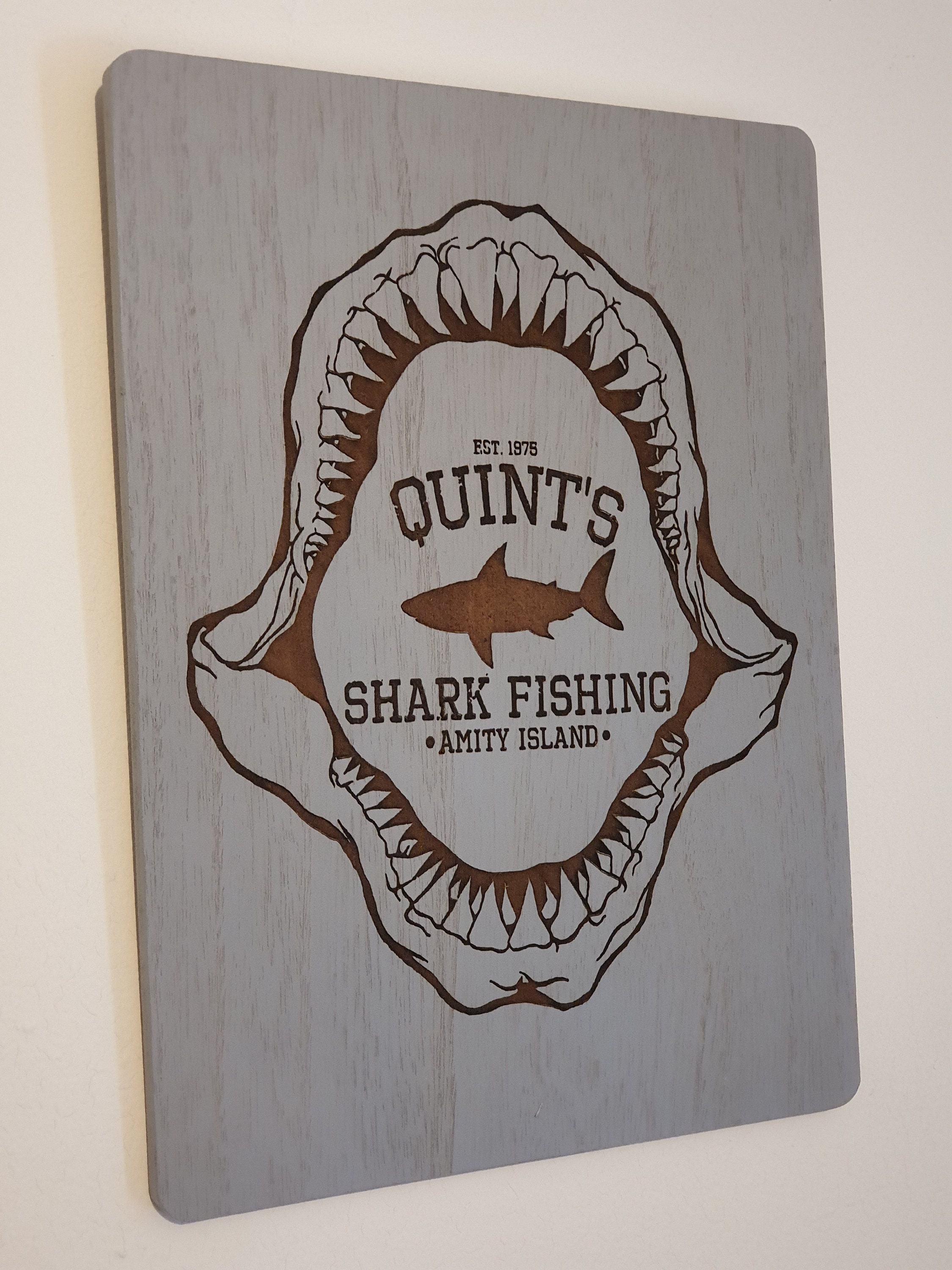 Jaws Movie Memorabilia Themed Laser Engraved Wooden Picture Etsy
