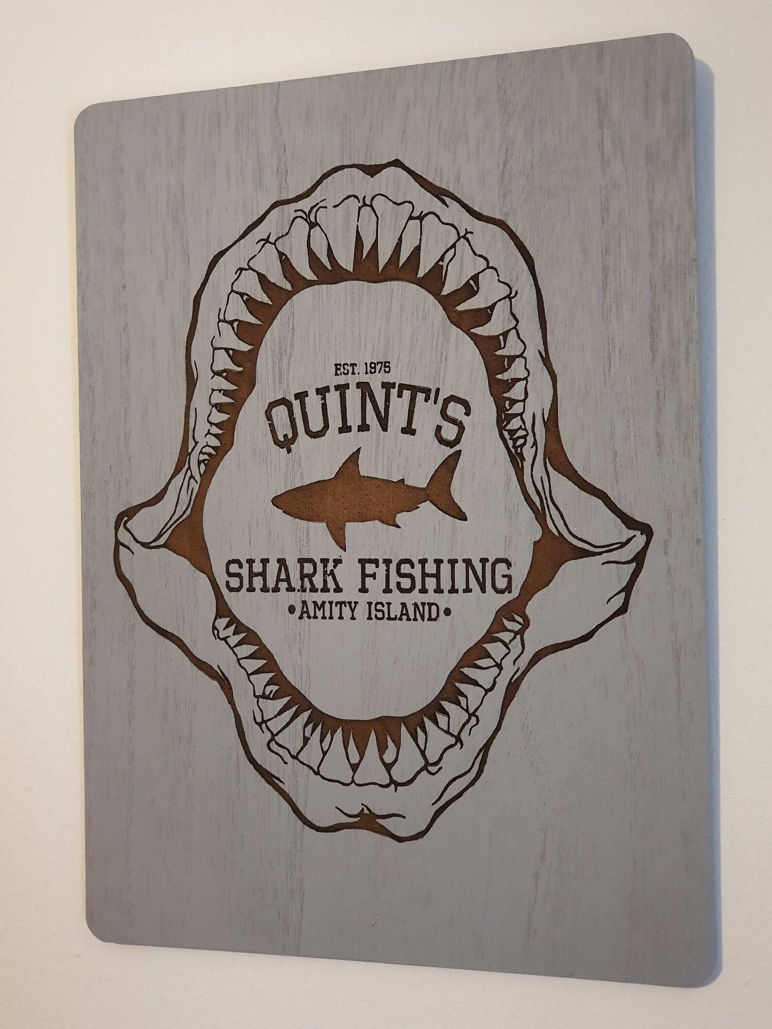 Jaws Movie Memorabilia Themed Laser Engraved Wooden Picture Etsy