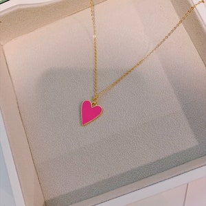 Hot pink heart necklace