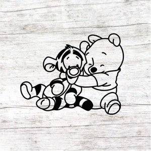 Naklejka/Naklejka Baby Bear and Baby Tiger | Naklejka na samochód | Naklejka na okno | Naklejka na laptopa