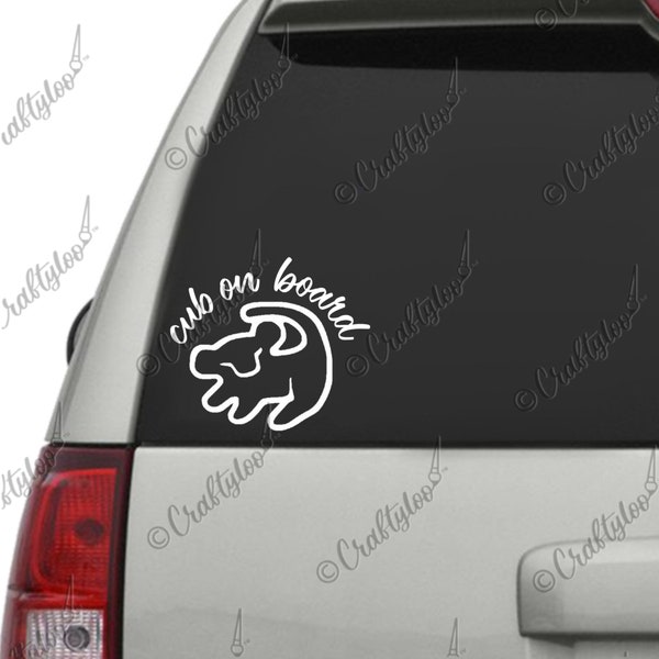 Lion Cub on Board Vinyl Decal/Bumper Sticker | Lion Cub painting | Car decal