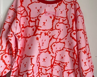 TEDDY JUMPER |Teddy print jumper|pink bear print jumper| Teddy face jumper