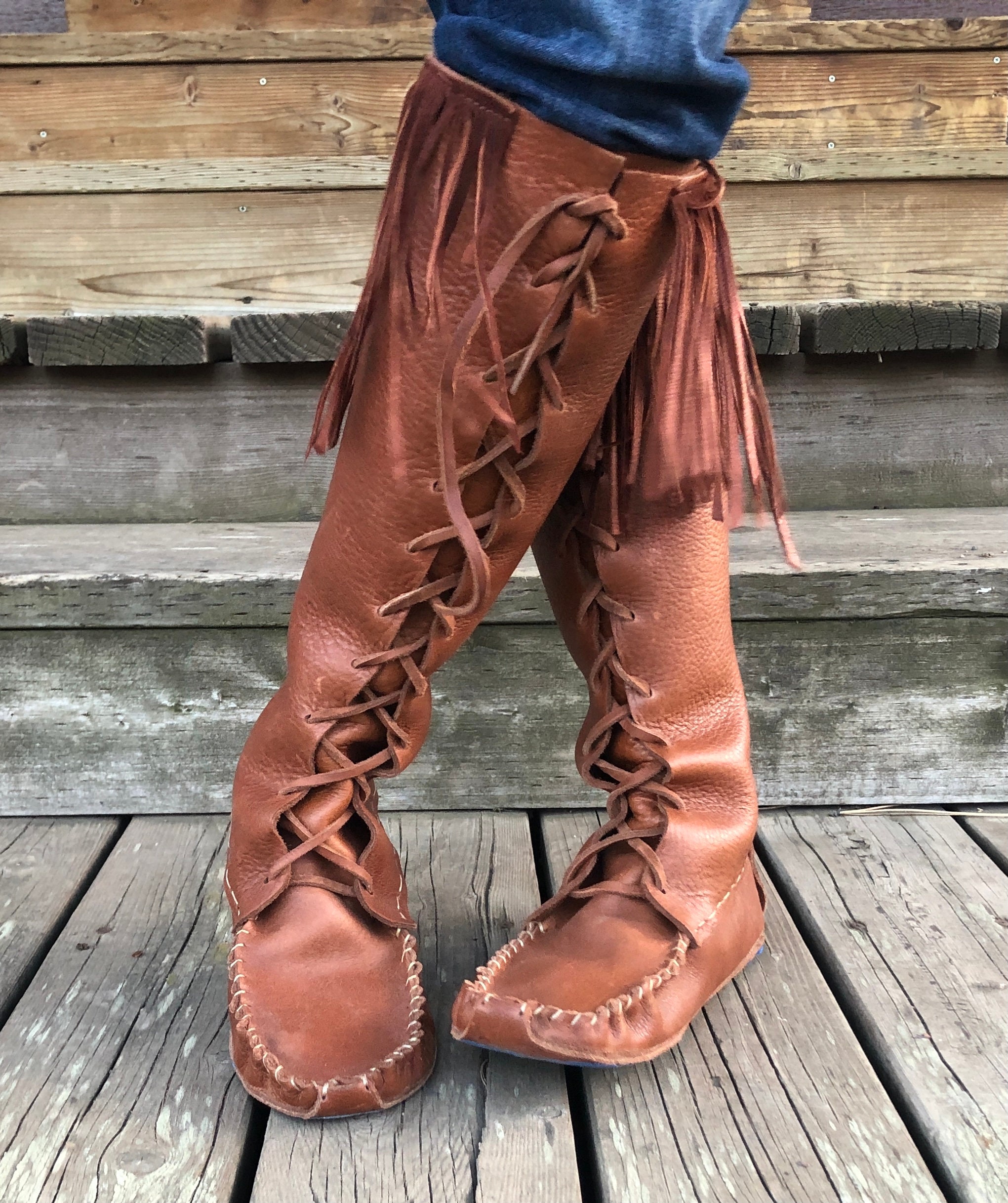 Knee High Moccasin Boots For Men