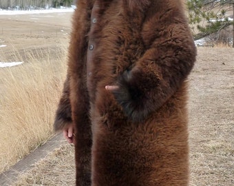 Büffelpelz-Mantel - Amerikanischer Bison-Mantel, Handgemacht (Made to Order)
