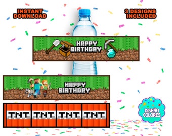 Minecraft Water Bottle Label Etsy Minecraft Water Bottle Label Etsy