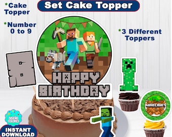 Download Minecraft Cake Topper Etsy