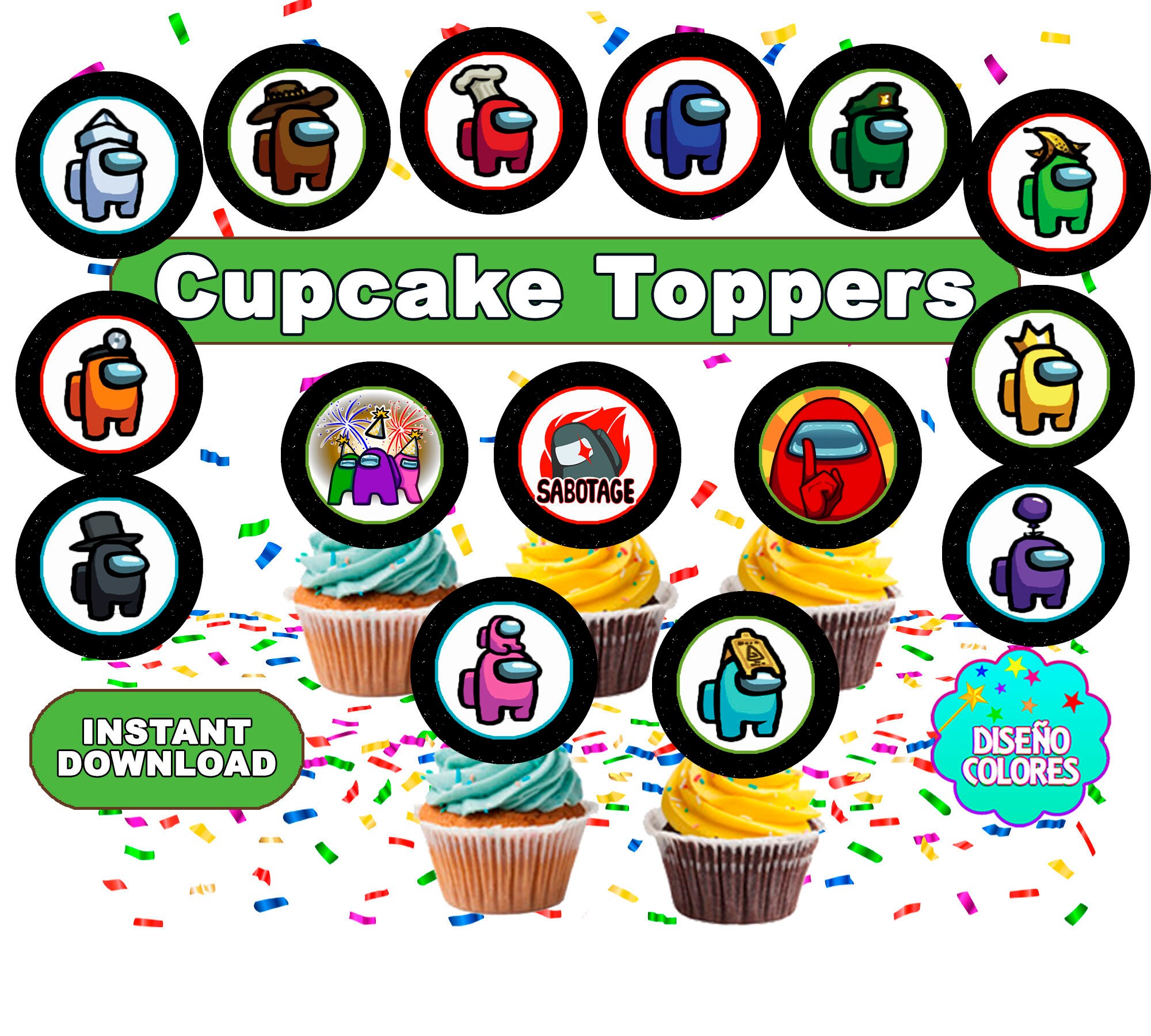 Among Us Cupcake Toppers