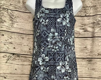 Maui Legend XSMALL Womens Vintage NEW Hawaiian Dress Black and Gray Hibiscus and Plumeria  - Made in Hawaii