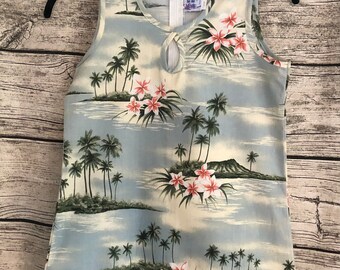 Kole Kole Girls Vintage Plumeria Island A-Line Dress 10/12  - Made in Hawaii