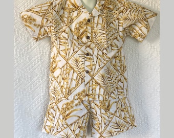 Boys bamboo 2-piece cabana set with pockets tropical summer shorts outfit
