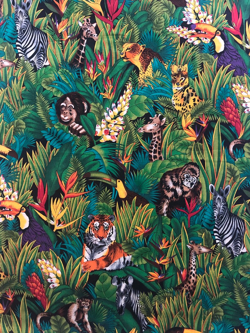 Rare Robert Kaufman Jungle Animals Fabric Etsy