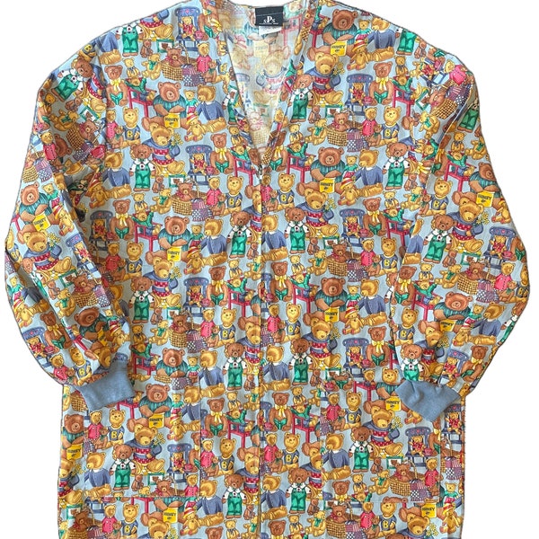 Teddy Bear Nurse Pattern Print Men's Bomber Jacket