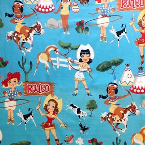 Alexander Henry Sisters of the Wild Frontier (Blue) Fabric OOP