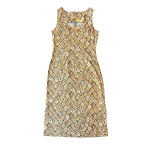 Maui Legend Women's Gold and Black Dress, XS/S Aloha Beachwear, Vintage Island Chic
