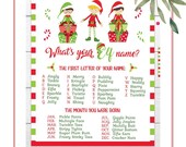 Christmas Party Games Kids Christmas Game Whats your Elf Name Game INSTANT DOWNLOAD Xmas Elf Game Printable Funny Elf Christmas Game