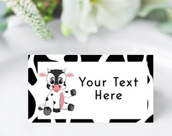 Editable Party Table Food Labels x 3 Cow Birthday Food Tent Cards Girl Cow Birthday Party Tent Cards 1st birthday party table cards Pink Cow