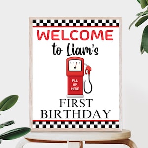 Editable racing birthday party welcome sign Editable car race birthday sign Editable car racing birthday party sign Racing sign template RC