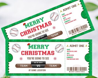 Christmas Baseball Gift Ticket Editable Christmas Baseball Gift Ticket Editable Baseball Christmas Ticket Softball Gift Ticket Template
