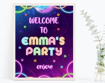 Glow In The Dark Party Schilder Neon Geburtstagsschilder Bearbeitbare Disco Party Schilder Neon Party Decor Glow Birthday Schilder - GGB1