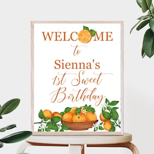 Orange Birthday Party Welcome sign, Orange Girl birthday decor, Sweet Orange First Birthday signage, 1st Orange Birthday Party, OB9