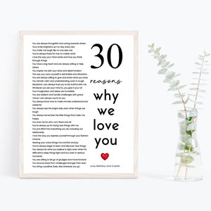 30 Reasons Why We Love You Poster Template Printable 30th Gift for Her or Him Editable 30th Birthday Gift Personalized 30th Birthday Decor