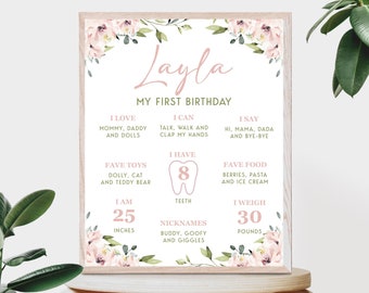 Panneau d'étape pour 1er anniversaire, panneau d'étape pour Miss Onederful, panneau d'étape pour premier anniversaire de bébé, 1er anniversaire de fille, Little Miss Onederful P1