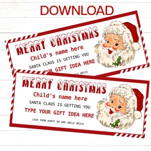 Weihnachtsgeschenkgutschein Weihnachtsgutschein Digitaler Geschenkgutschein Santa Surprise Ticket Gutschein Last Minute Geschenkidee