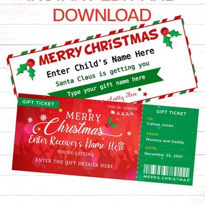 Buono regalo per biglietto regalo di Natale, buono regalo a sorpresa, modello regalo di Natale 2 modelli di biglietti regalo di Natale