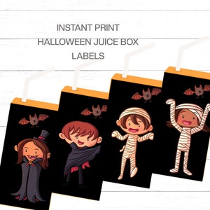 Halloween Juice Box Labels Set of Halloween Juice Label Template Halloween Drink Box Labels Instant Download and Print Four Designs Included