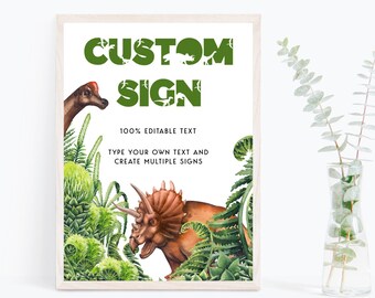 Editable Dinosaur Birthday Party Sign Custom Dinosaur 1st, 2nd, 3rd, 4th, 5th Birthday Sign  8 x 10 inch Printable Dinosaur Birthday Sign