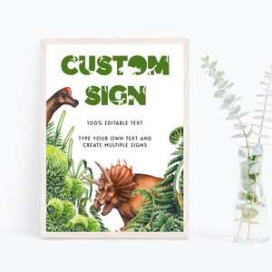 Editable Dinosaur Birthday Party Sign Custom Dinosaur 1st, 2nd, 3rd, 4th, 5th Birthday Sign  8 x 10 inch Printable Dinosaur Birthday Sign