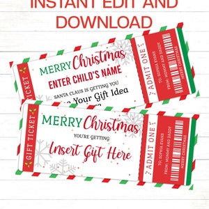 Bearbeitbarer Weihnachtsgeschenk-Gutschein Event Ticket Stocking Stuffer Weihnachtsgutschein Digitaler Gutschein Überraschung Last-Minute-Geschenk Weihnachtsgeschenk