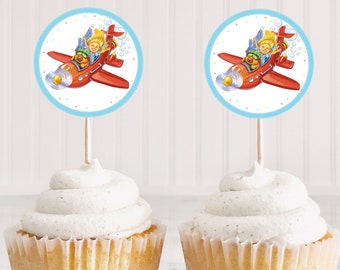 Airplane party cupcake toppers for instant printing PLANE toppers to print at home Cupcake party toppers Birthday party toppers  APP4