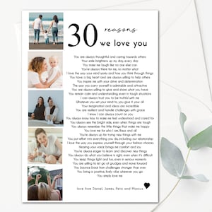 30 Reasons Why We Love You Poster Template Printable 30th Gift for Her or Him Editable 30th Birthday Gift Personalized 30th Birthday Decor