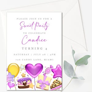 Sweet Treats Birthday Invitation Sweet Celebration Birthday Invitation Candy Invitation Template Candy Invitation Instant Edit and Print