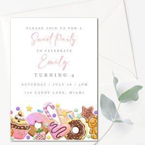Candy Birthday Invitation Sweet Celebration Birthday Invitation Candy Invitation Template Candy Invitation Instant Edit and Print