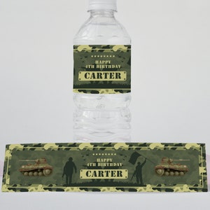 Army Birthday Party Bottle Labels Army Water Bottle Labels Editable Bottle Labels Military Party Labels  AAA7