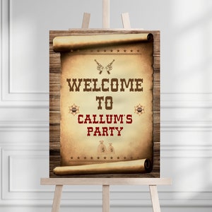Cowboy Birthday Party Sign Western Birthday Signs Wild West Birthday Sign Custom Western Party Signs Instant Edit and Download - WPO1