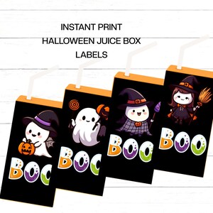 Halloween Juice Box Labels Set Halloween Juice Label Template Halloween Drink Box Labels Instant Download and Print Four Designs Included SW