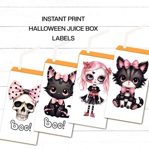 Halloween Juice Box Labels Pink Set Halloween Juice Label Template Halloween Drink Box Label Instant Download Print Four Designs Included CX