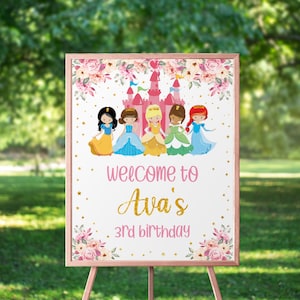Editable Princess Birthday Welcome Sign Princess Party Sign Personalised Princess Sign Editable Girls Party Sign Template - PPT5