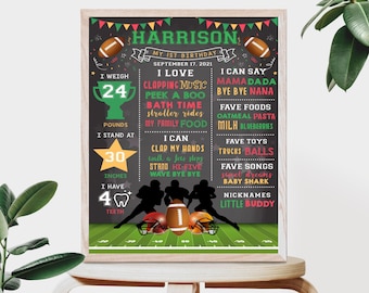 RUGBY BABY milestone poster that you edit yourself. Instantly download and print for your party or first birthday. RUGBY - RPT3