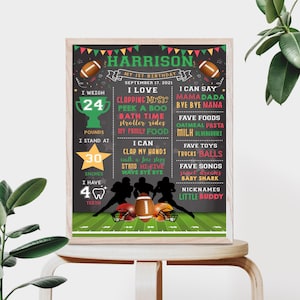Cartel de hito de cumpleaños de fútbol Cartel de cumpleaños de fútbol editable Plantilla de fútbol Descargar primer cumpleaños de fútbol - RPT3