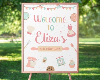 Cooking Party Welcome Sign, Editable Baking Birthday Welcome Sign, Personalised Baking Welcome Sign,  Sign Template  - BBP1