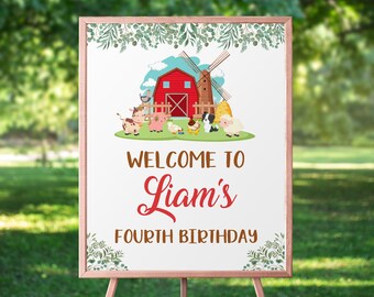 FARM PARTY sign you personalise with your own text. Custom sign, editable party sign, corjl template, welcome sign template farm sign - FAR5