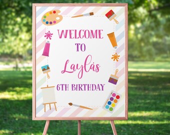 Editable Welcome to my Party sign,  Customisable sign, editable welcome sign, corjl template, welcome sign template, art sign - ACP4