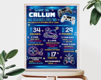 Boys Milestone Poster that you edit yourself Instantly download and print for your party or first birthday Gaming birthday - VGP2