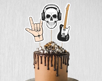 Born to Rock Cake Topper Rockstar Cupcake Topper Metall Rock Kuchen Herzstück Cupcake Party Topper Rock Geburtstagstorte Topper Sofortiger Download