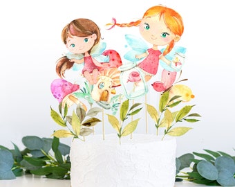 Fairies cake centrepiece for instant printing 15 Fairy cake toppers Fairies birthday decor Fairies Birthday Party birthday party cutout