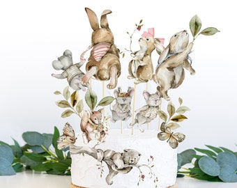 Woodland Animals Cake Topper Instant 15 Woodland cake topper Woodland birthday decor Forest Birthday Party decor birthday party cutout